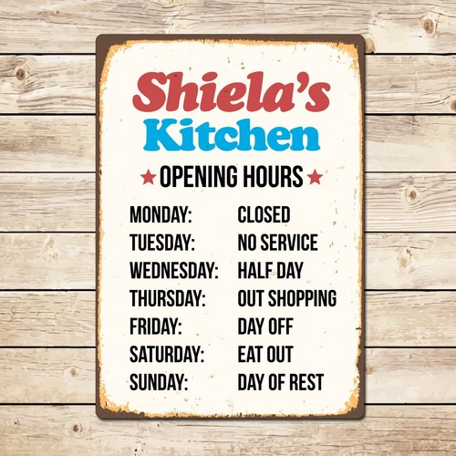 Funny opening hours - funny, kitchen