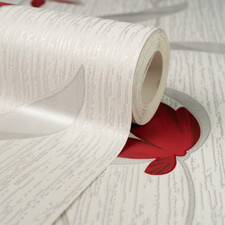 White Silver Floral Wallpaper