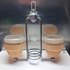 Art Deco Chrome and Pink Glass