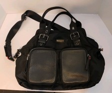 StorkSak London Alexa Premium Black Nylon & Leather Diaper Bag