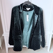 NEVER FULLY DRESSED VELVET STUDDED BLAZER JACKET GREEN SIZE 16 BNWT