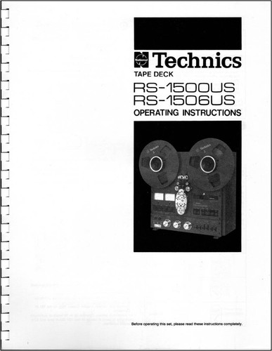 Technics 1500us rs - rs-1500us, rs-1506us