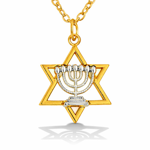 Star david menorah pendant - david,