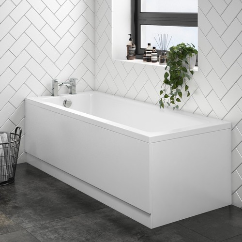 Straight white 1700mm - 1700mm, bath