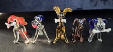 5 X Vintage Murano Glass Dogs