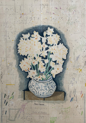 1984 narcissus vase flowers - of,