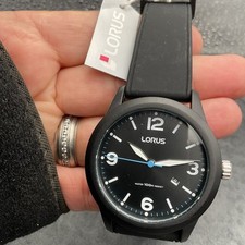  MENS LORUS WATCH ROUND BLACK DIAL DATE WINDOW WATER WATER RESISTANT 100m.