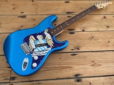 Rare Manchester City F.C Stratocaster Electric Guitar by Farida