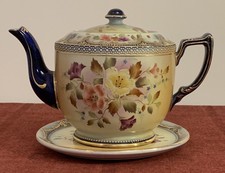 Carlton Ware W & R Blush Ivory Floral Teapot & Stand