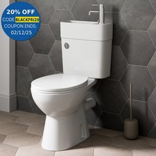 2-in-1 Close Coupled Toilet With Sink On Top Cloakroom Combo Space Saving Unit