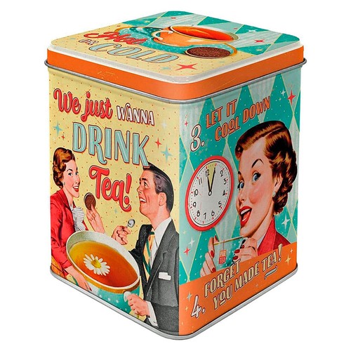 Tea storage tin nostalgic art - storage,