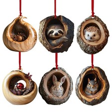 Handmade Cute Animal Christmas Hangings Pendant Ornament 2D Xmas Tree Decor New~