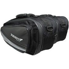 New Tech 7 Motorcycle Expandable Throw Over Panniers Saddlebags Luggage Black