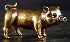 Brass PIG tiny Sweet Collectable Ornament 3.3x1.7x1.2cm 