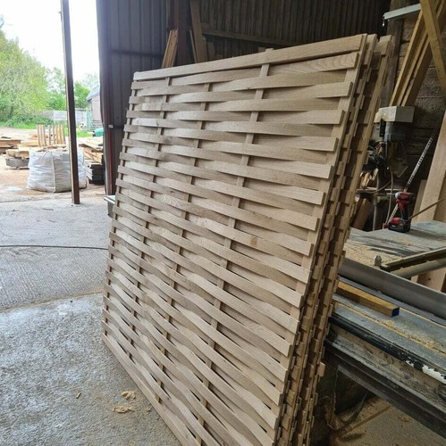 Solid oak woven fence panels - woven,