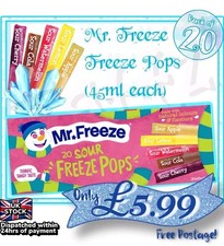 Mr Freeze Sour Ice Poles/Freeze Pops - 20x 45ml