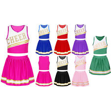 UK Girls Cheer Leader Costume Two-Piece Student Cheerleading Uniform Party Dress