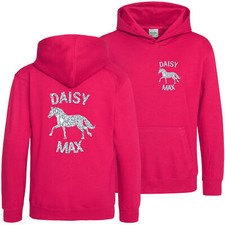 Personalised Horse Name Kids Hoodie Riding hoody equestrian horseriding ridin...
