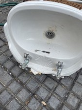 Vintage Porcelain Sink With Chrome Tapes 