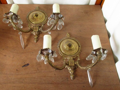 Pair vintage brass french - of,