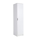 Home Source 1 Door Wardrobe with Clothes Hanging Rail Storage Shelf Bedroom Organiser, White