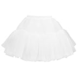 Amosfun Christmas Hoopless Petticoat Underskirt Tulle Ball Gowns Dresses Petticoats Christmas Costume Cosplay Underskirt for Women Girl Showing Stage White