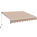 COSTWAY 3m x 2.5m/4m x 2.5m Retractable Manual Awning, Anti-UV and Waterproof Garden Patio Canopy with Fittings & Hand Crank, Aluminum Sun Shade Shelter for Balcony Yard (3m x 2.5m, Beige)