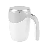 Grusce 304 Stainless Steel Self Stirring Coffee Mug with Lid, 380ML Portable Auto Mixing Cup Hot Beverage Mixer for Coffee/Milk/Hot Chocolat/Latte/Mocha