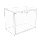 Clear Stackable Plastic Storage Bins with Magnetic Attraction Lid, Dustproof Book & Cosmetic Display Cases, Large Figures Collectibles Showcase, Shoe Box, Protection Organizer for Purse, Handbag, Hat