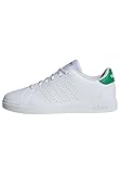 adidas Advantage Base 2.0 Shoes Junior Tennis, Cloud White/Cloud White/Green, 6 UK