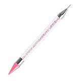 Dual-Ended Rhinestone Applicator Pen & Picker Tool for Nail Art - Wax Pencil with Pink Handle, Perfect for Gems, Crystals, and Studs
