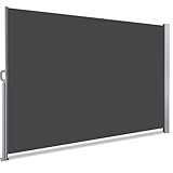 VOUNOT Retractable Side Awning, Outdoor Privacy Protection Screen for Garden, Balcony, Terrace, 180 x 300 cm, Dark Grey
