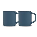 MYOTT Silicone Coffee Cup - Food Grade Silicone Camping Mug with Handle - Portable, Collapsible Coffee Mug - BPA Free, Dishwasher Safe and Microwave Safe 12- oz (Slate Blue, 2 Pack)