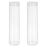 sourcing map Transparent Plastic Storage Tubes, 1 9/16" x 6"(40x150mm) Polycarbonate Clear Rigid Round Storage Tubing with Black Lid, 2 Set
