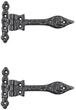 Black Antique Door Spear Door Hinge 6 Inch False Tee Door Hinges Decorative Victorian Spear Garage Gate Hinge Sliding Door Front Hinge with Matching Fixing Screws Pack of 2.