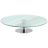 GEEZY Rotating Glass Cake Stand Serving Plate Revolving Cupcake Decorating Cup Cake Turntable Round Stainless Steel Display Perfect for Cake Decoration Icing Cream Fondant Baking Afternoon Tea 30cm