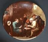 Crown Staffordshire A Game of Card plate by David Teniers 7.75"