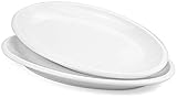 Yesland 2 Pack 16"/40cm Porcelain Large Oval Serving Plates, White Oval Serving Platters Dishes for Serving Food, Appetizers, Dessert, Meat, Sushi, Fish, Party