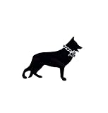 German Shepherd, GSD, Asatian Brooch with silver plated chain collar and heart, measures 70mm x 55mm