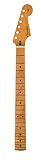 Fender Satin Roasted Maple Stratocaster Neck, 22 Jumbo Frets, 12", Maple, Flat Oval Shape