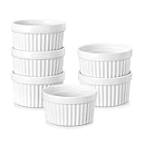 MALACASA Ramekins Set of 6, 4 oz Ramekins Soufflé Dishes, Ramekin Dishes, Porcelain Creme Brulee Ramekins, Small Oven Dish, Small Ramekins, White, Oven Safe, Series Ramekin-Dish
