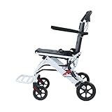 Ultra Lightweight Folding Wheelchair, Carbon Steel Alloy Wheel Chair with 360° Rotating Handlebars, PU Tires, 8.2kg, Compact for Travel, Ideal for Elderly and Disabled Wheelchair