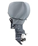 STEECA Waterproof Outboard Motor Cover 600D Fade Resistant Boat Engine Hood Cowling Cover Fits Motor up to 25 HP, Grey