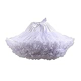 Homipooty Women's Elastic skirts Waist Tulle Petticoat Tutu Party Multi-Layer Puffy Cosplay Underskirt, Length 40cm, Waist 56-100cm White