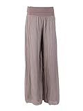 Storm Island SI020 Ladies Italian Silk Harem Trouser Womens Elasticated Waist Pants Plus Size (Mocha, ONE Size UK 14-22)