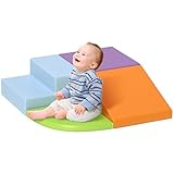 HOMCOM Soft Play 4-piece Climb and Crawl Foam Toddler Stairs and Ramp Colorful Children's Educational Software Activity Toys for Baby Preschooler Orange