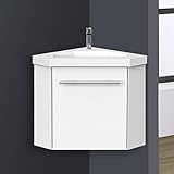 SKY BATHROOM 400mm Small Corner Vanity Unit with Sink Matt White for Cloakroom Bathroom Wall-mounted