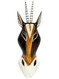 My Family House Gazelle Mask Wooden Hand Carved Wall Hanging Art Fair Trade Hand Painted Jungle Animal African Safari Masks