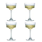 SECEN London Vintage Coupe Glasses Set of 4, 260 CC, 8 3/4 oz,Champagne Wine Glasses,Cocktail, Martini, Long Stem Glassware, Perfect for Parties Gifts, Housewarming Weddings, Christmas