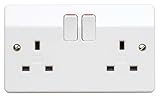 MK Logic Plus Double Socket (K2747 WHI DP) 13A 2 Gang, in white, with inherent antimicrobial properties.